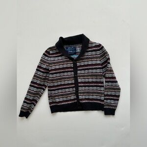 Collar Cardigan - Stripped - Blue/Red - Size 5-6T